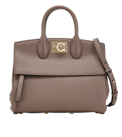 The Studio, &pound;850, Handbags, Grey, Leather, Front view